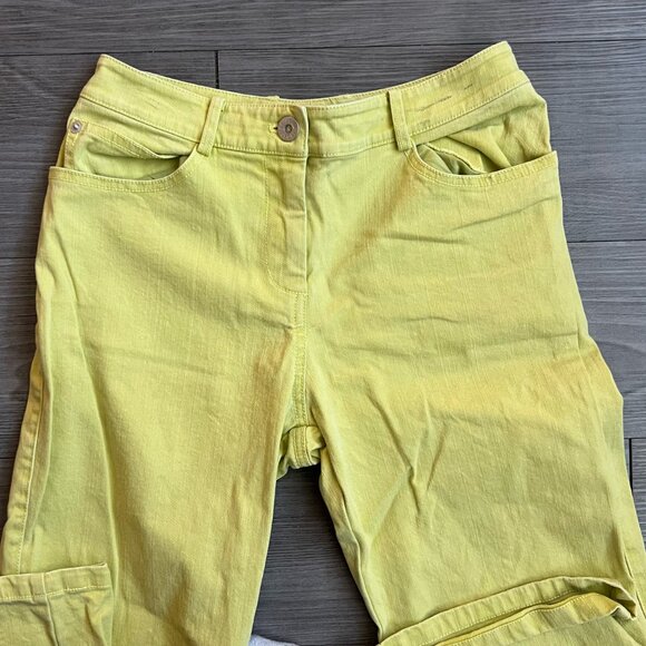 Vtg St. John Sport Chartreuse Trousers Straight Leg Mid Rise Jeans Size 0 - Picture 2 of 7